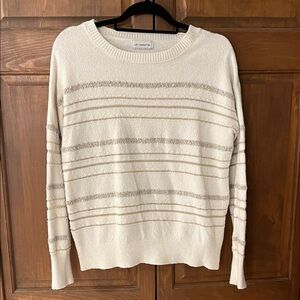 Liz Claiborne Cream and Tan Striped Sweater